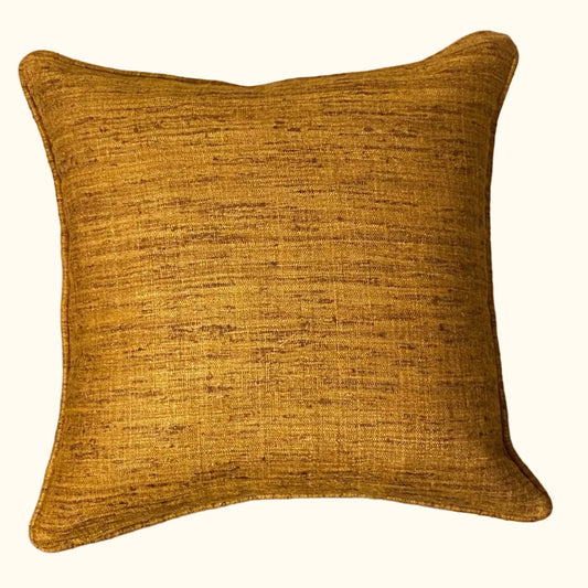 Cognac Wild Silk with Piping Pillow - 20" x 20" - India - S108C