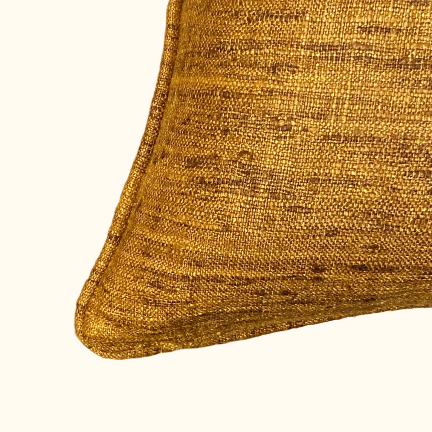 Cognac Wild Silk with Piping Pillow - 20" x 20" - India - S108C