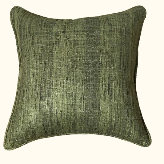 Evergreen Wild Silk with Piping Pillow - 20" x 20" - India - S108E