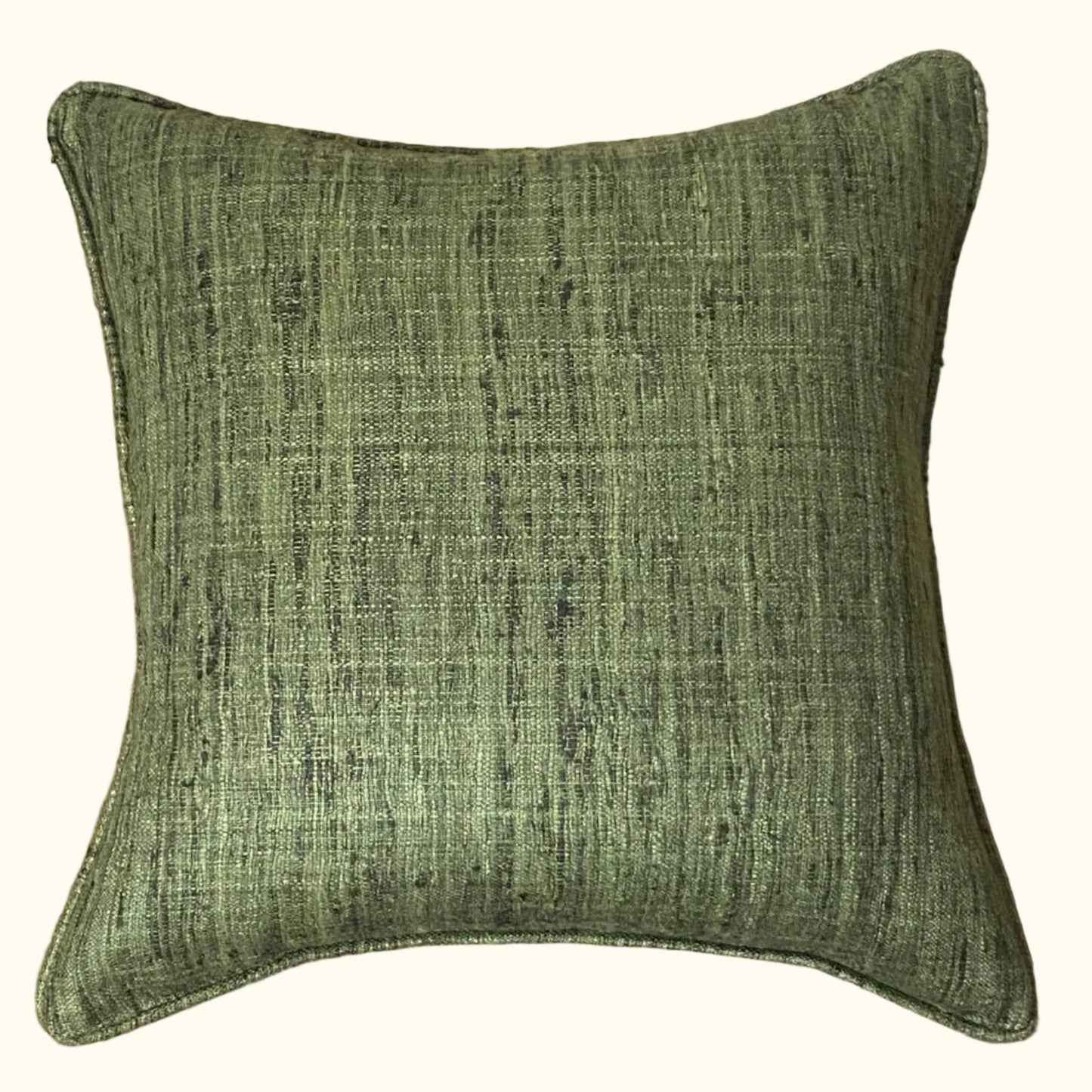 Evergreen Wild Silk with Piping Pillow - 20" x 20" - India - S108E