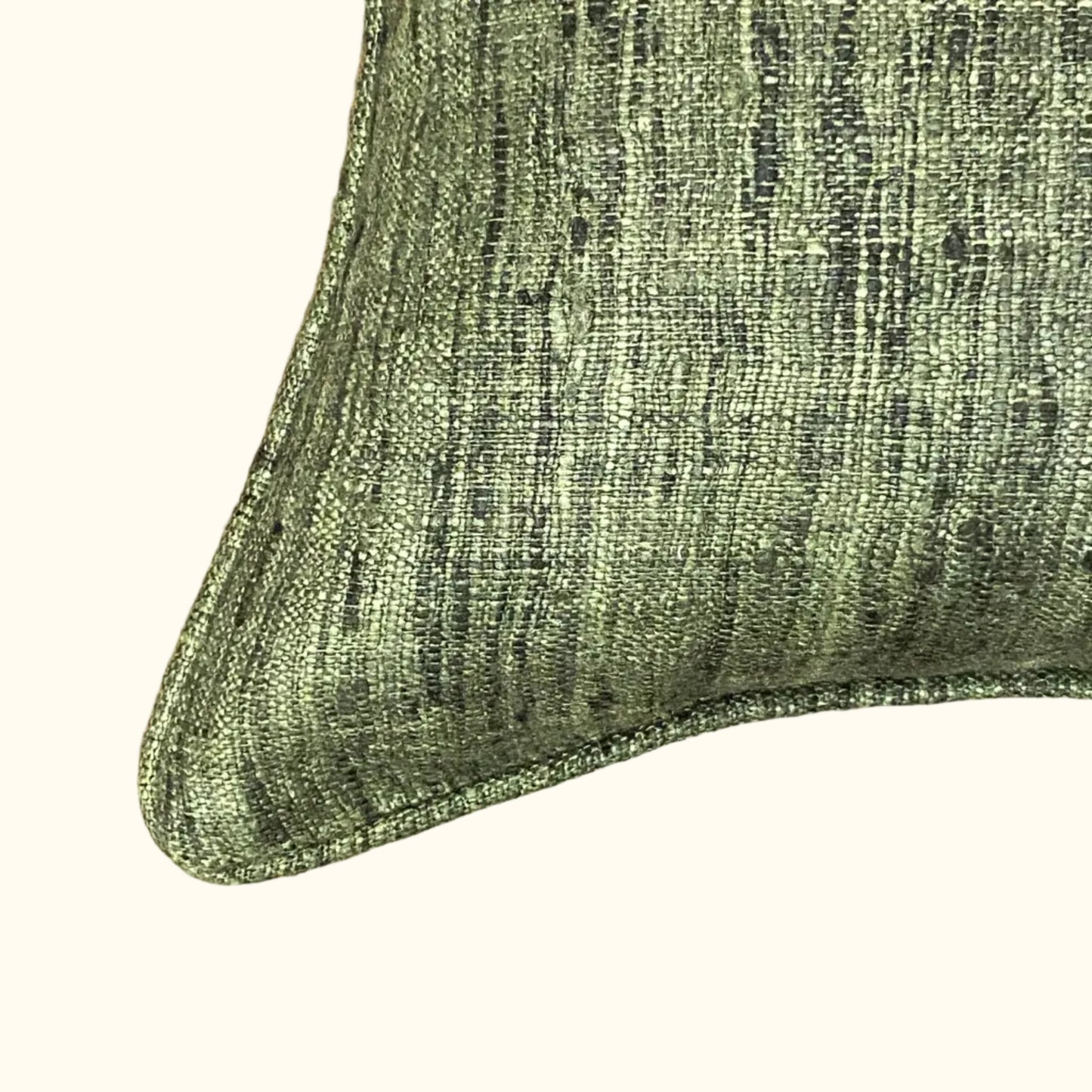 Evergreen Wild Silk with Piping Pillow - 20" x 20" - India - S108E