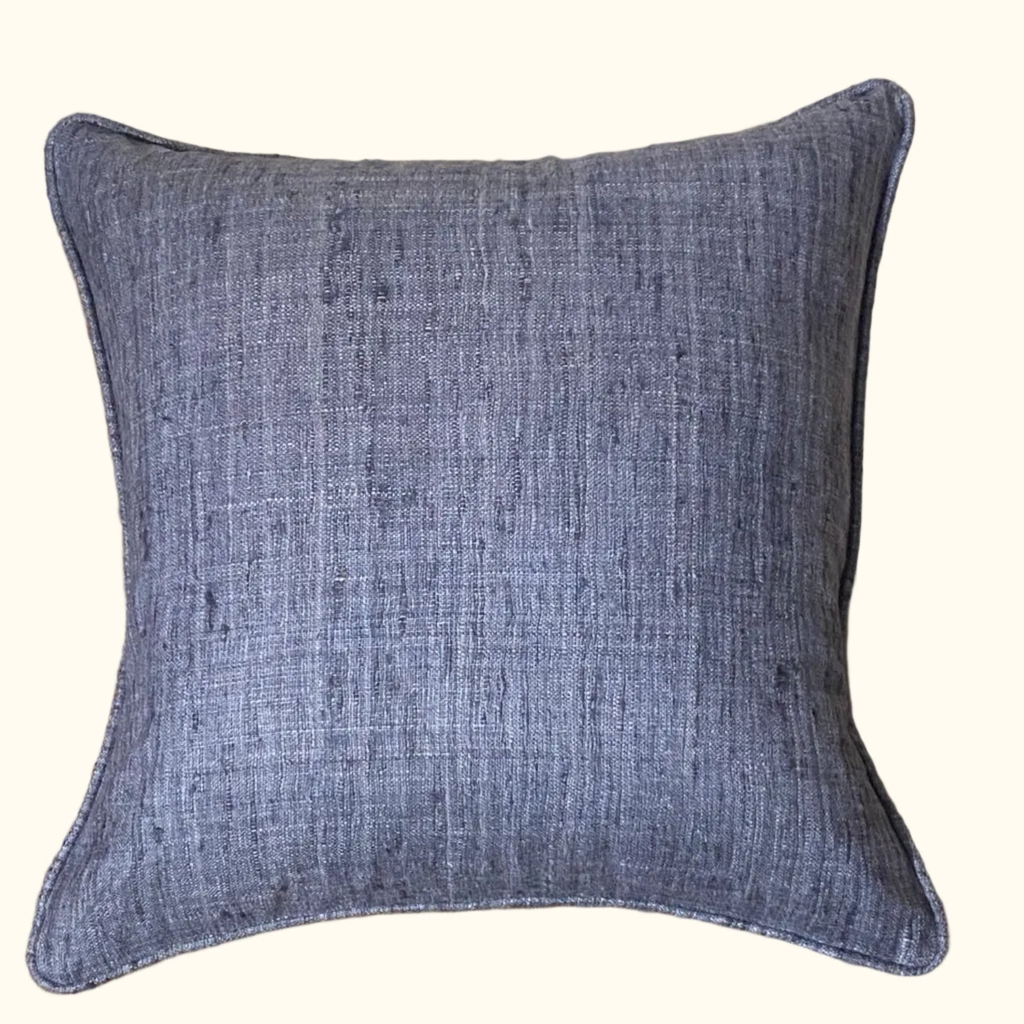 Chambray Blue Wild Silk with Piping Pillow - 20" x 20" - India - S108A