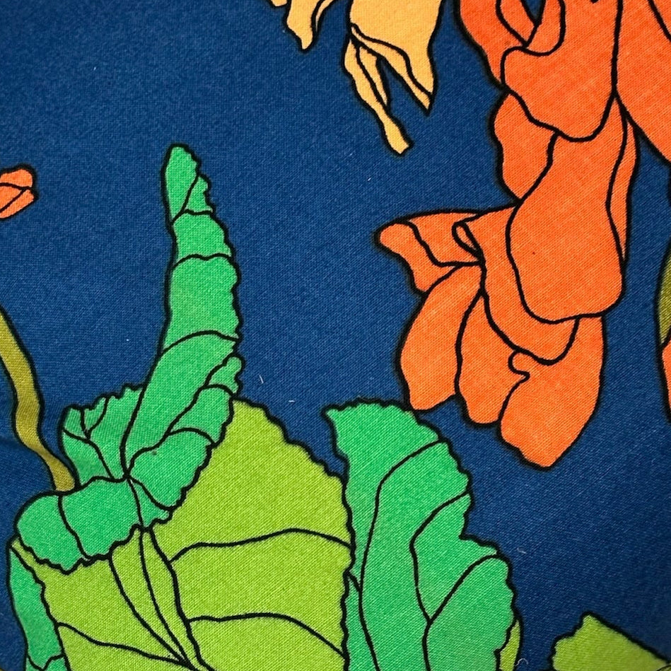 1970's Cotton Floral Pillow - 16" x 24" - USA - 413a