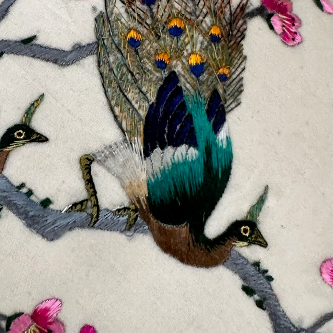 Vintage Silk on Silk Embroidered Pillow - 9" x 11" - China - 320a