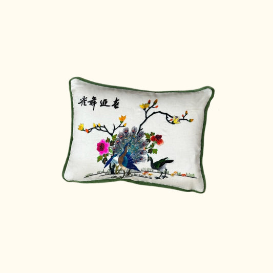 Vintage Silk on Silk Embroidered Pillow - 9" x 11" - China - 320b
