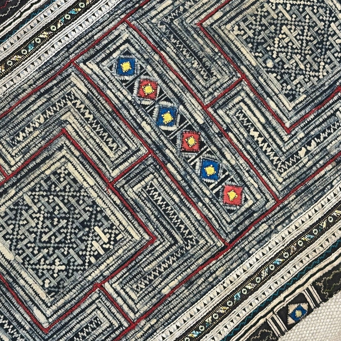 Vintage Hmong Batik Embroidered Pillow - 16x24 - China - 466b