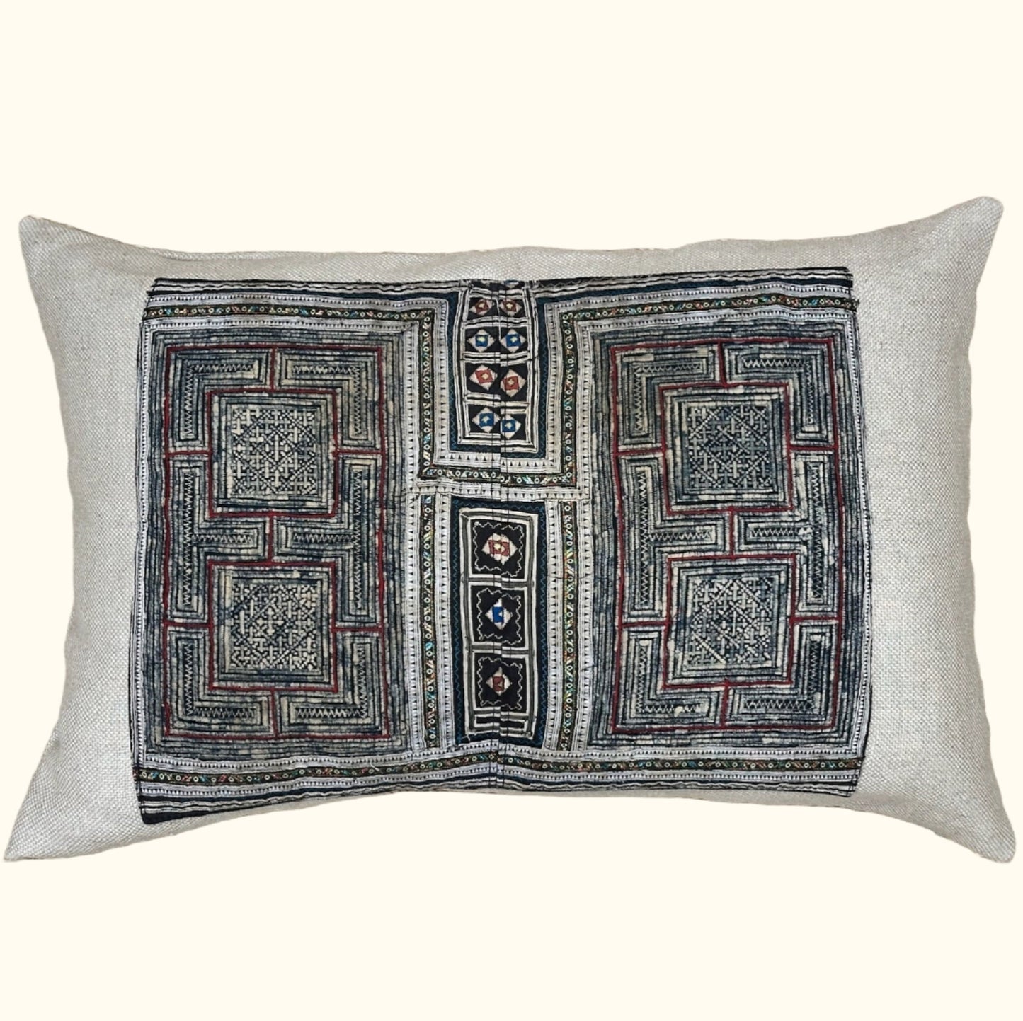 Vintage Hmong Batik Embroidered Pillow - 16x24 - China - 466b