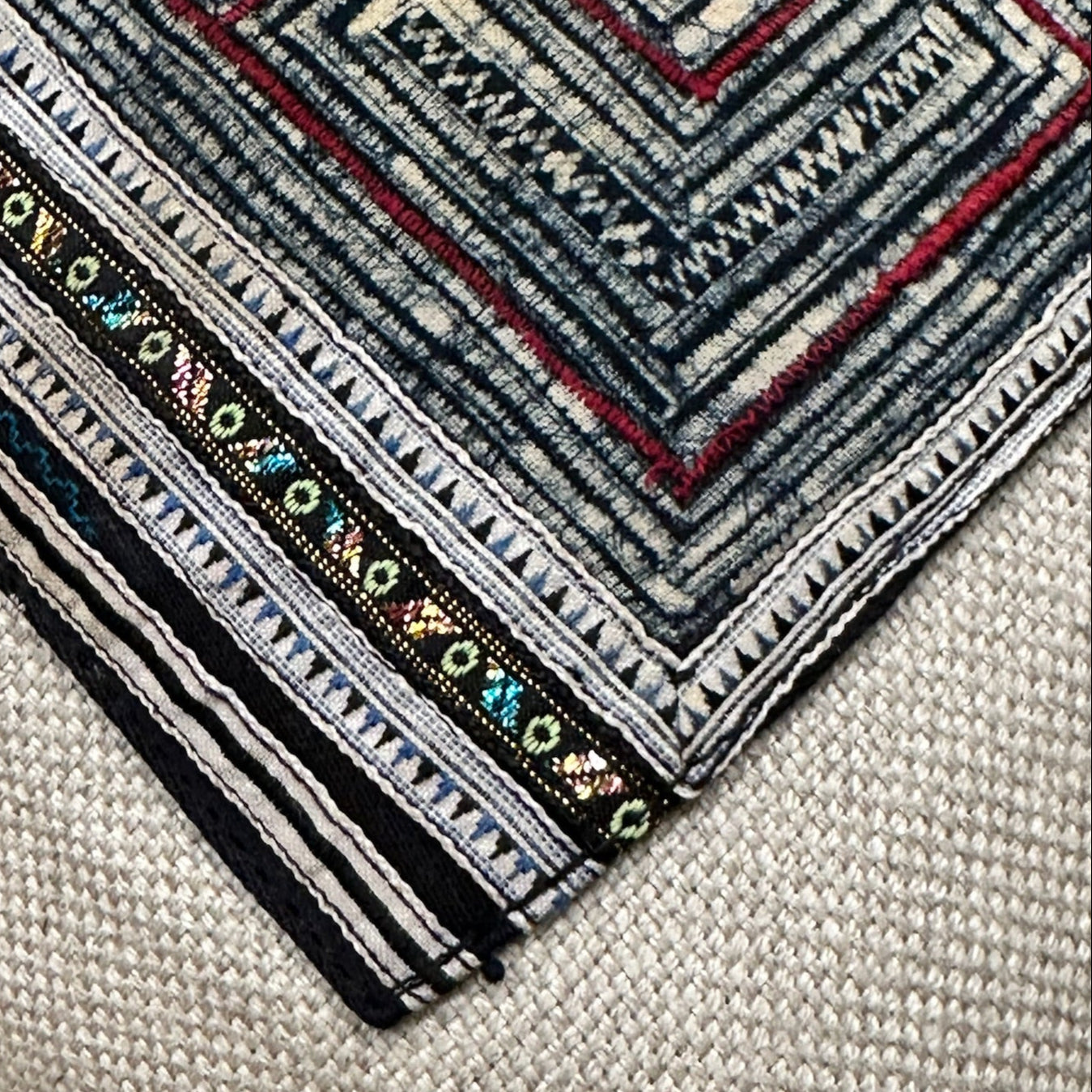 Vintage Hmong Batik Embroidered Pillow - 16x24 - China - 466a