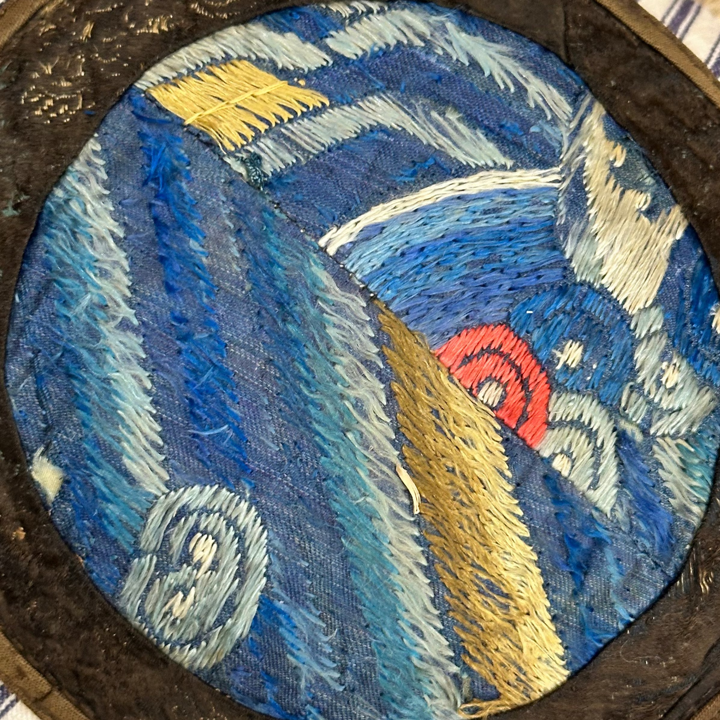 Antique Embroidery c. 1920's Pillow - 9" x 12" - China - 480A