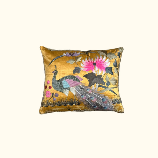 Antique Silk Embroidery Qing Dynasty Pillow - 9" x 11" - China - 426A