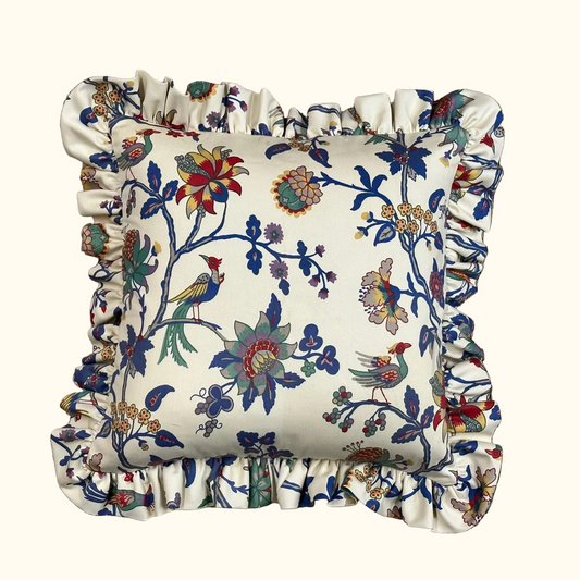 Cotton Jacobean Floral Pillow - 16" x 16" - 458a