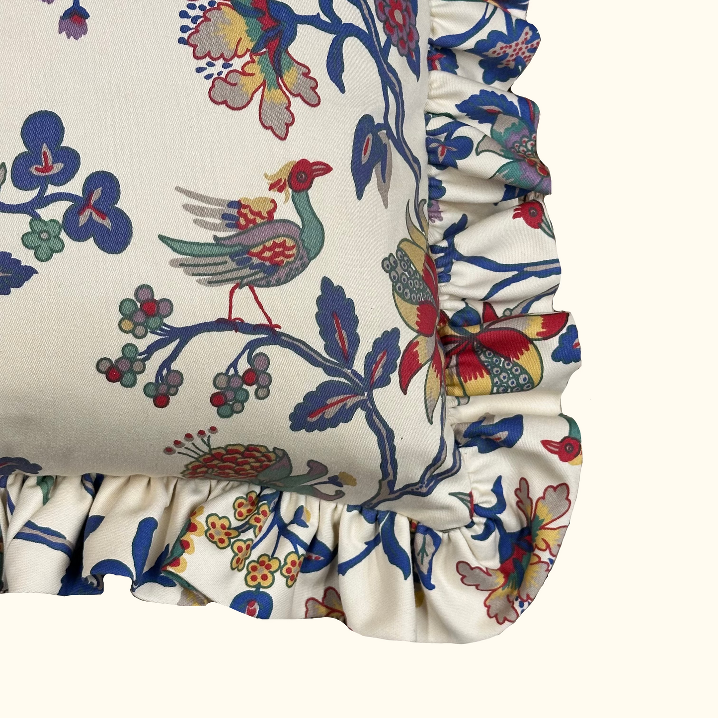 Cotton Jacobean Floral Pillow - 16" x 16" - 458a