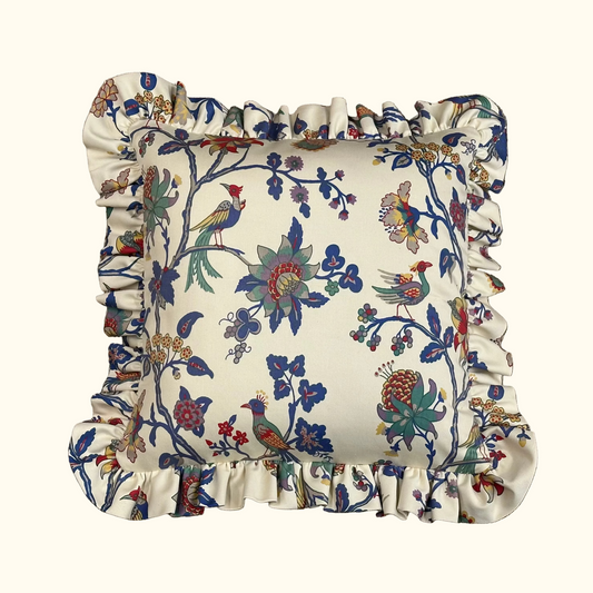 Cotton Jacobean Floral Pillow - 16" x 16" - 458b