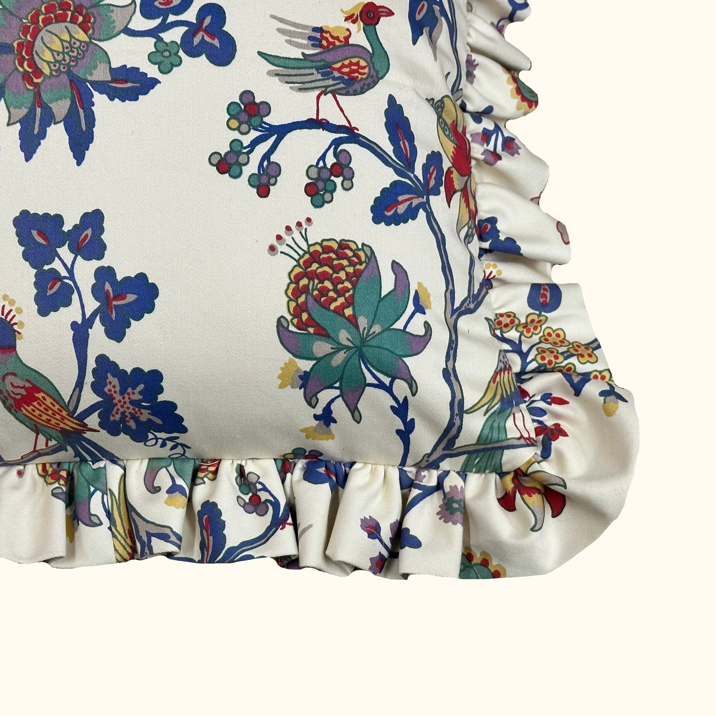 Cotton Jacobean Floral Pillow - 16" x 16" - 458b