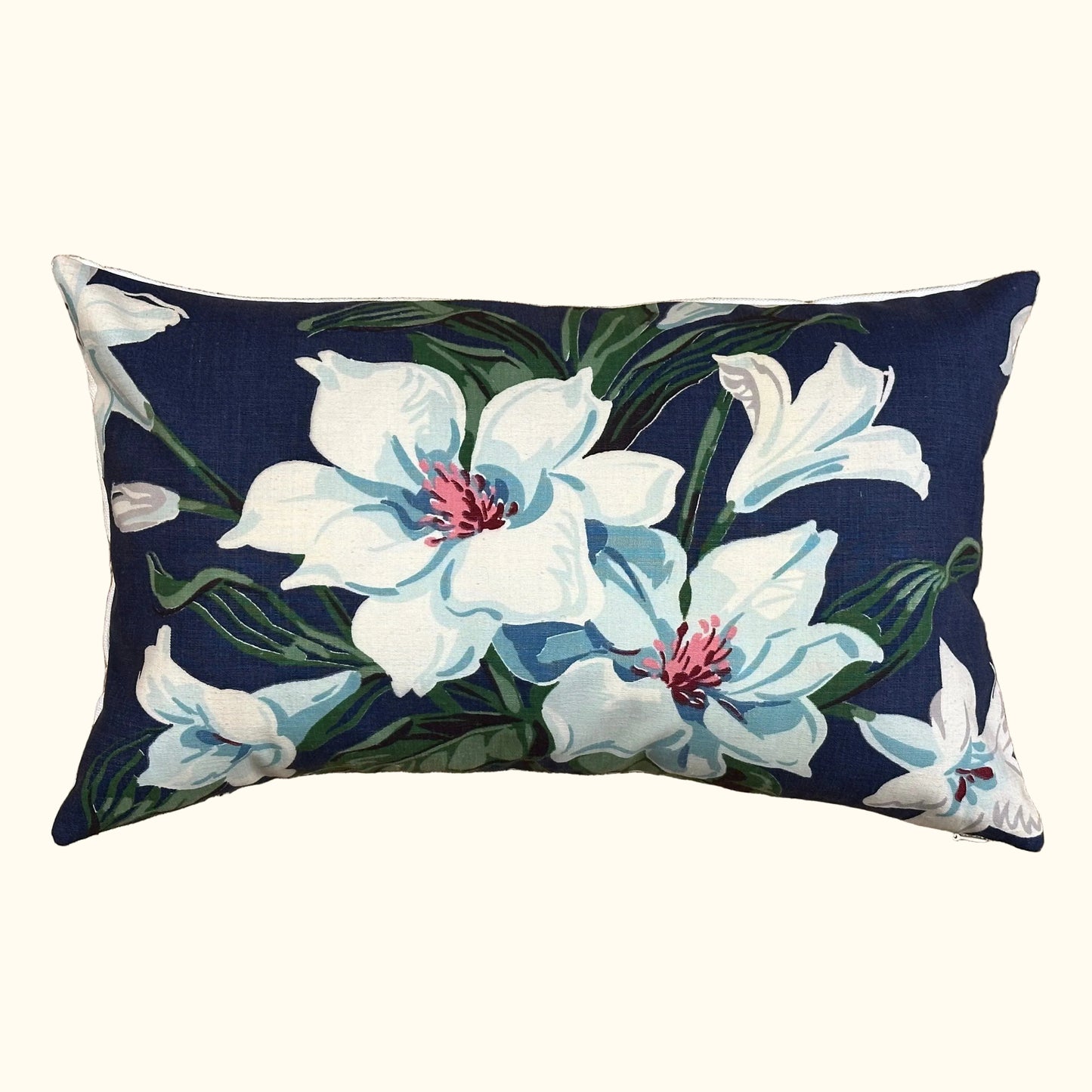 Vintage Salson Floral Cotton c. 1950's Pillow - 13" x 20" - 469b