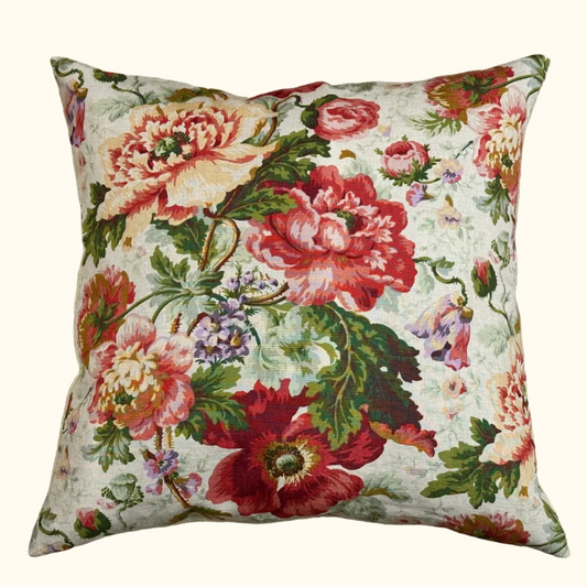 Vintage Rubelli Floral Linen Pillow- 24" x 24" - Italy - 449a