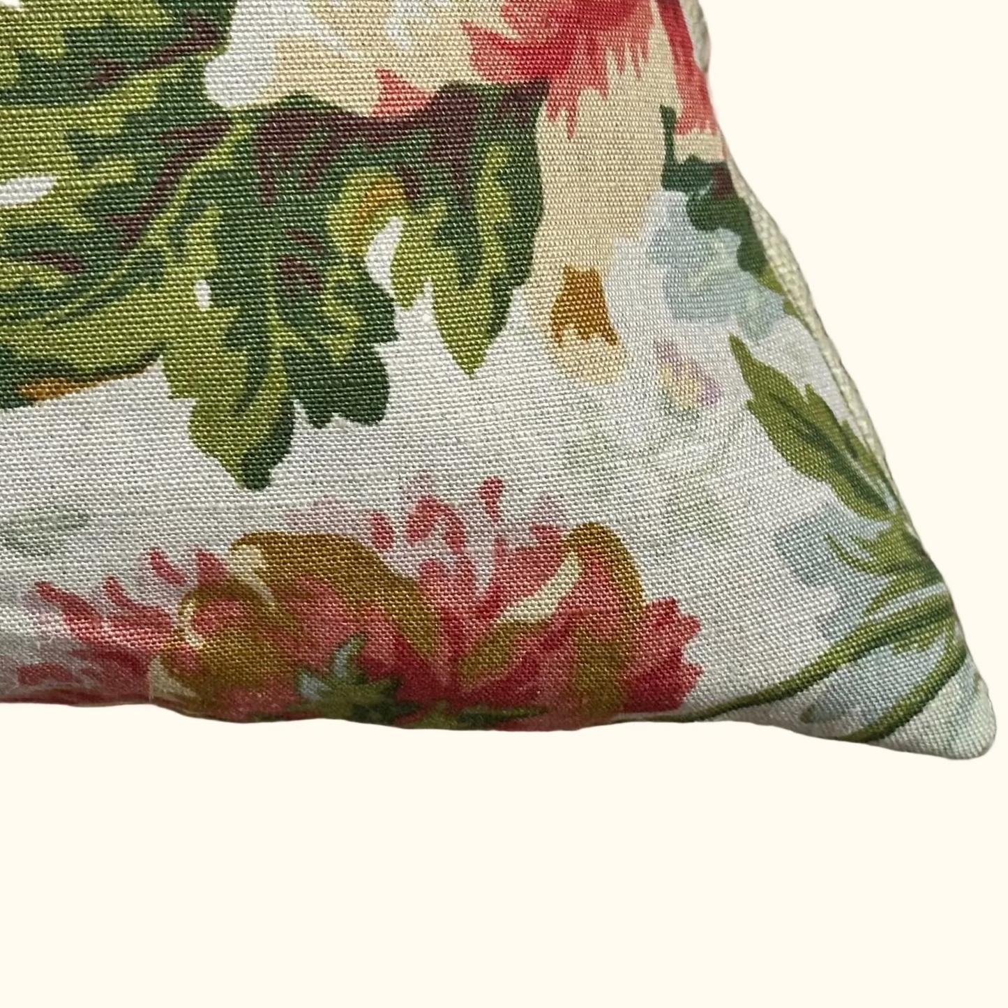 Vintage Rubelli Floral Linen Pillow- 24" x 24" - Italy - 449a