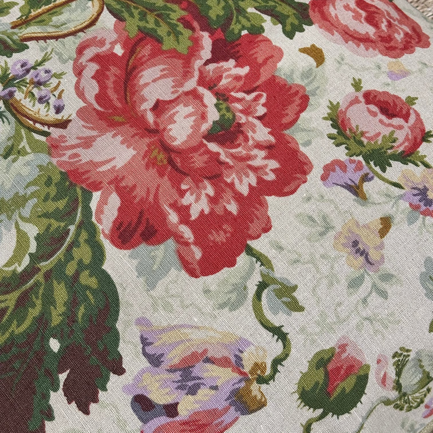 Vintage Rubelli Floral Linen Pillow- 24" x 24" - Italy - 449a