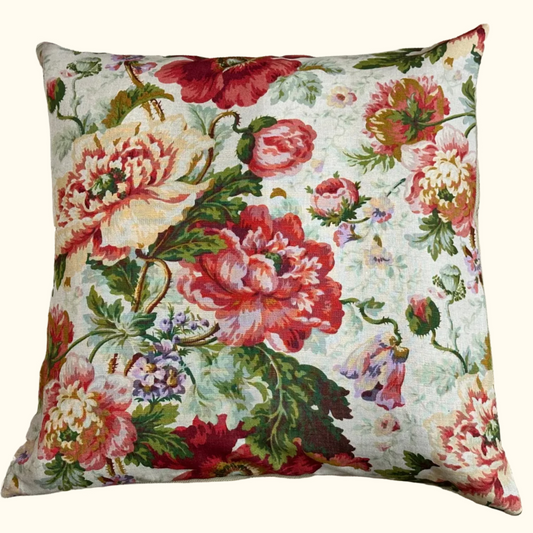 Vintage Rubelli Floral Linen Pillow - 24" x 24" - Italy - 449b