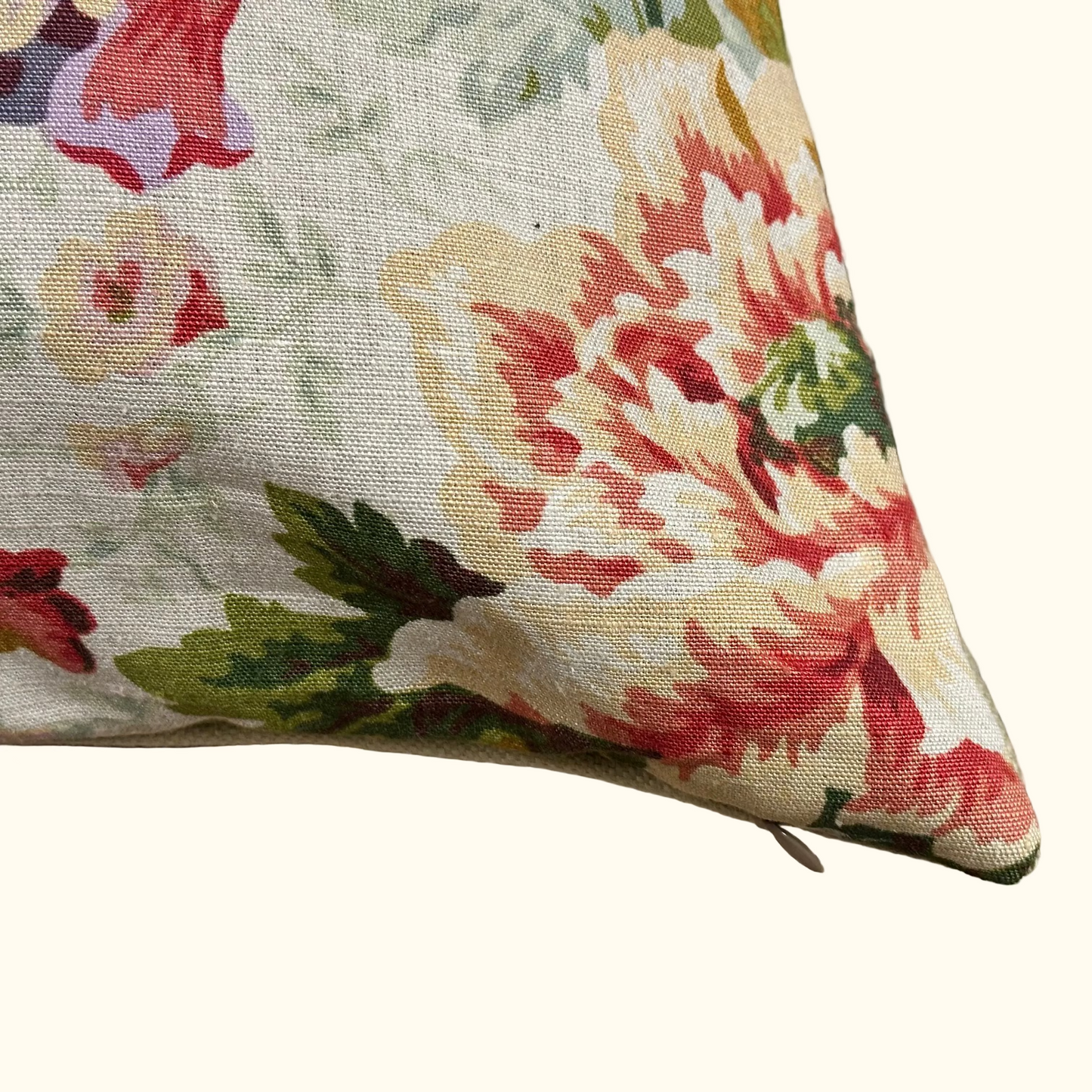 Vintage Rubelli Floral Linen Pillow - 24" x 24" - Italy - 449b