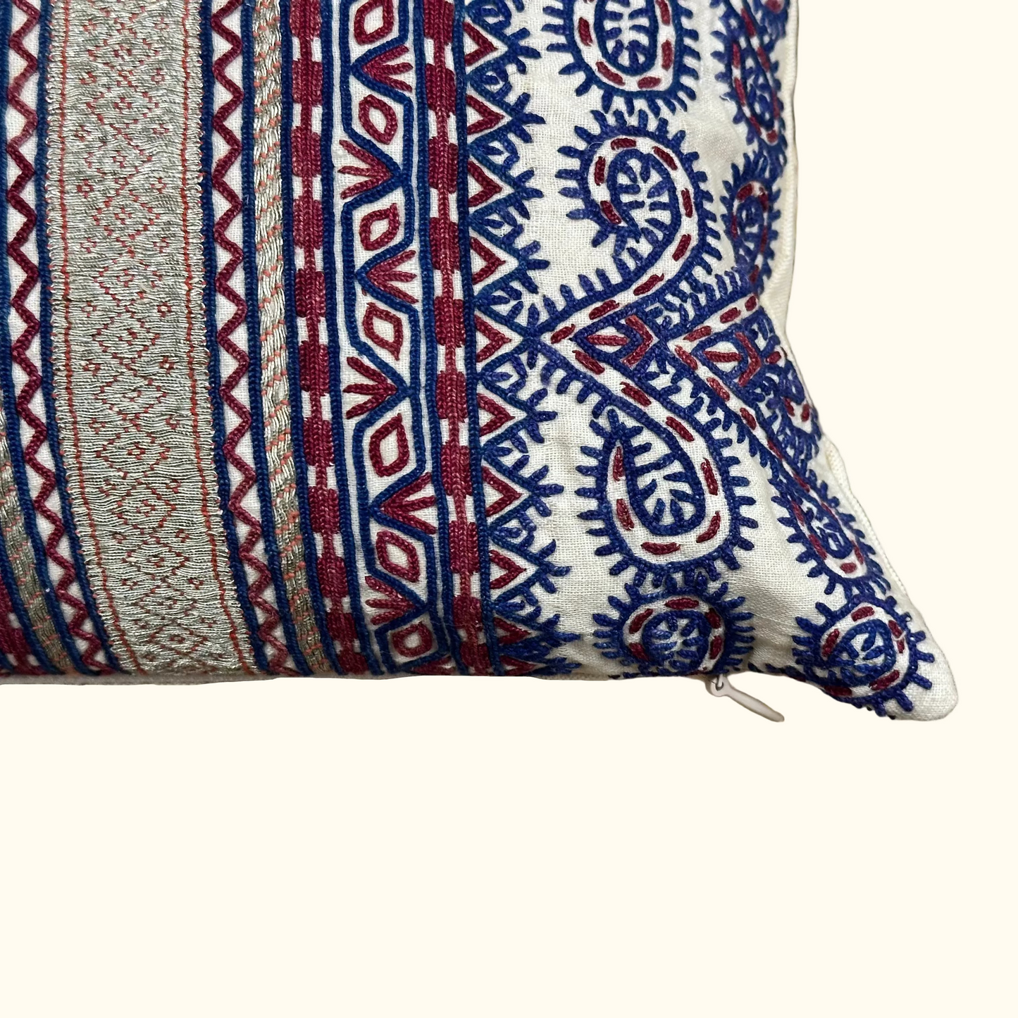 Vintage Hand Embroidery Pillow - 11" x 17" - Afghanistan - 337a