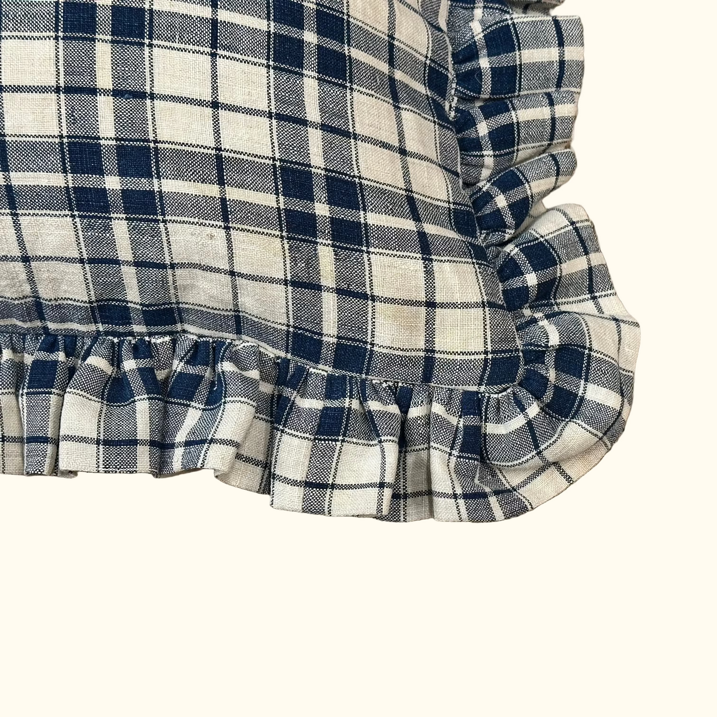 Antique Linen Plaid c. 1920's Pillow - 16" x 36" - France - 467a