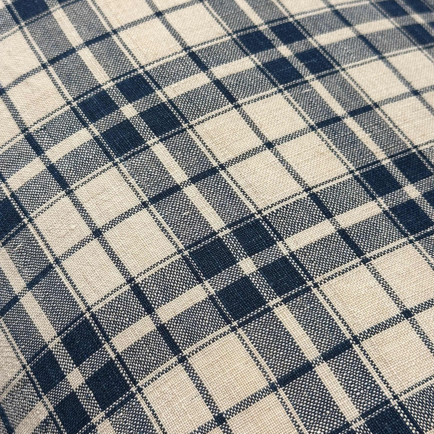 Antique Linen Plaid c. 1920's Pillow - 16" x 36" - France - 467a