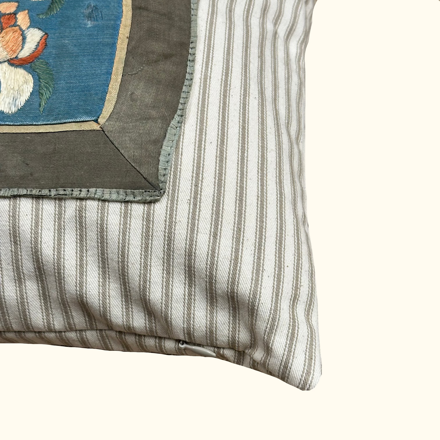 Antique Embroidery Qing Dynasty Silk Pillow - 12" x 27" - 424a
