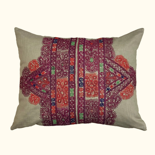 Vintage Hand Embroidery Pillow - 16" x 24" - Afghanistan - 339a
