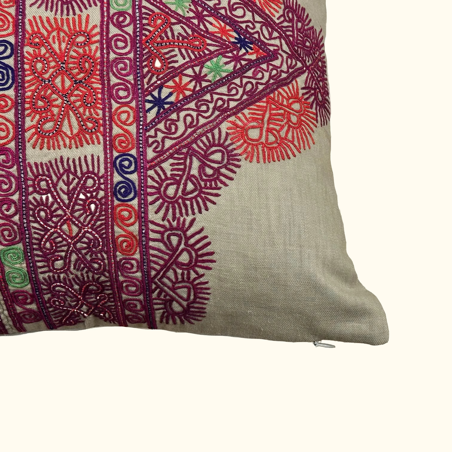 Vintage Hand Embroidery Pillow - 16" x 24" - Afghanistan - 339a