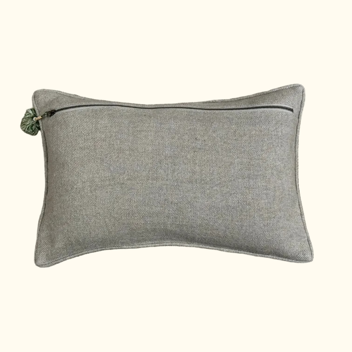 Vintage Crewel Wool Embroidery Pillow - 13" x 20" - 554a
