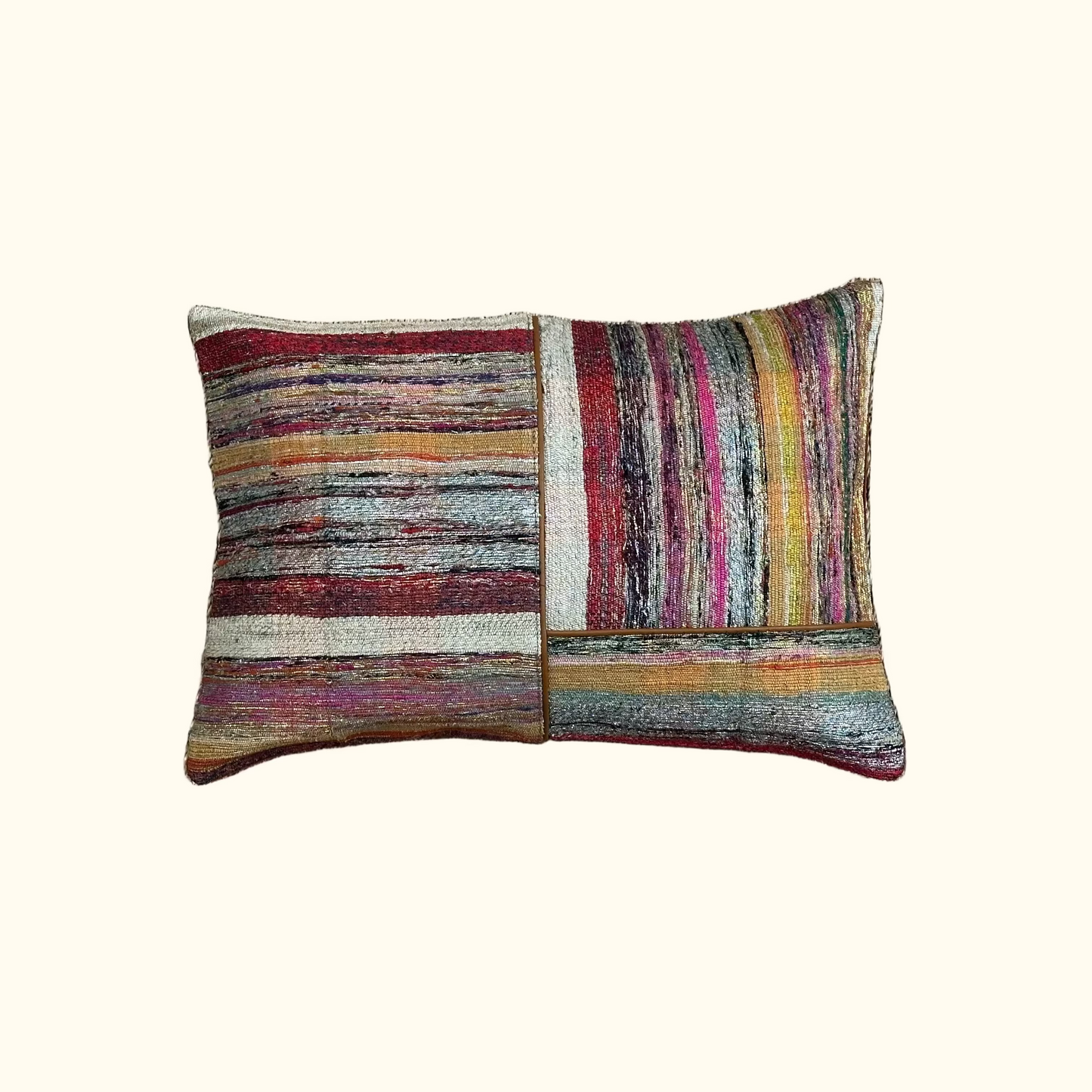 Vintage Recycled Yarn Runner Pillow - 13 x 20 - Japan - 552a