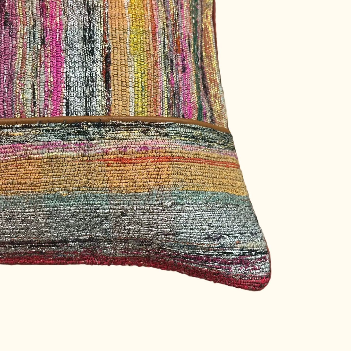 Vintage Recycled Yarn Runner Pillow - 13 x 20 - Japan - 552a