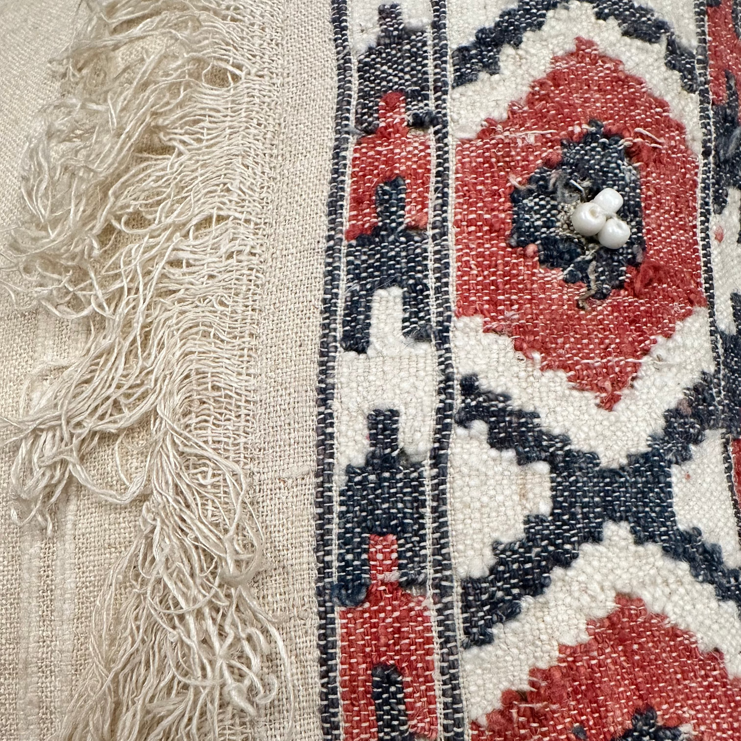Vintage Embroidered Hamam Towel Pillow - 13 x 20 - Turkey - 562a