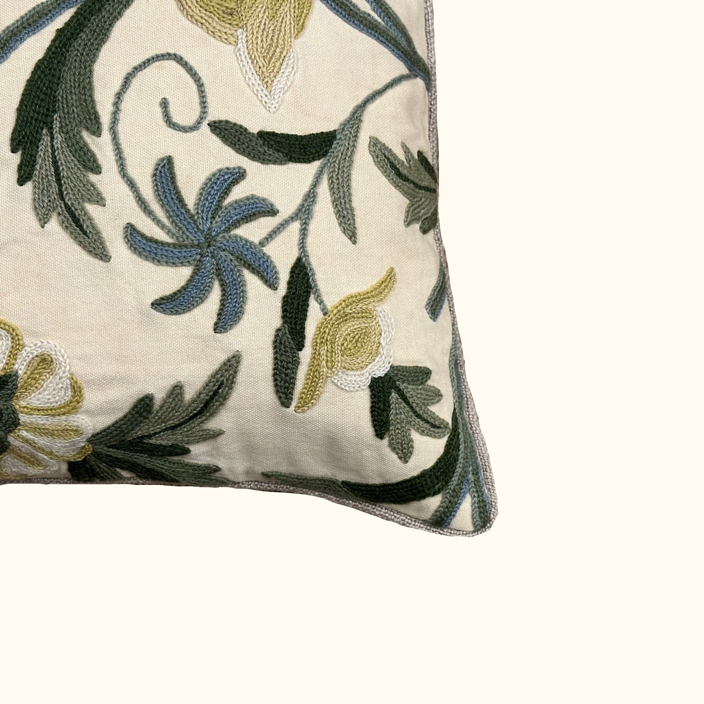 Vintage Crewel Wool Embroidery Pillow - 16 x 24 - 554b