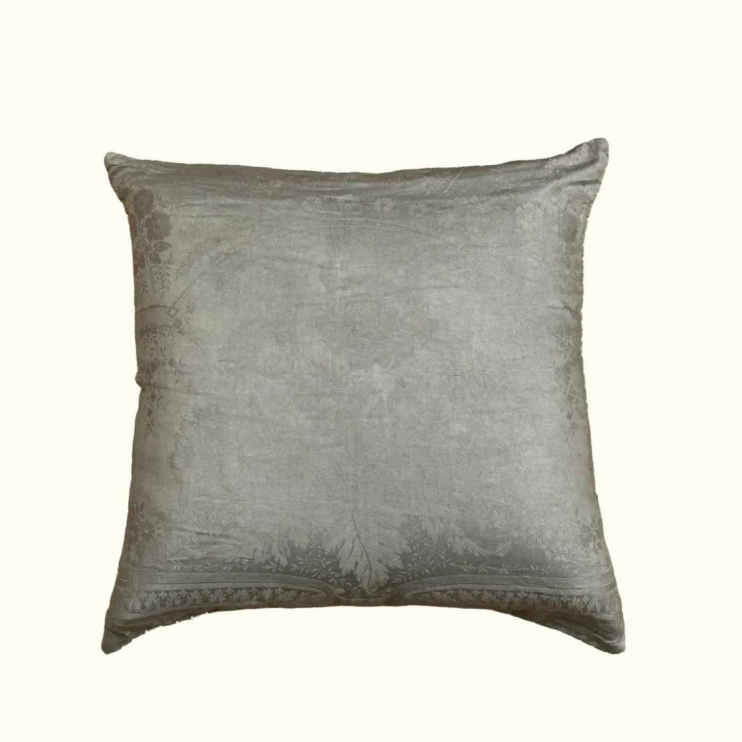 Vintage Silk Damask Pillow - 22 x 22 - India - 569a