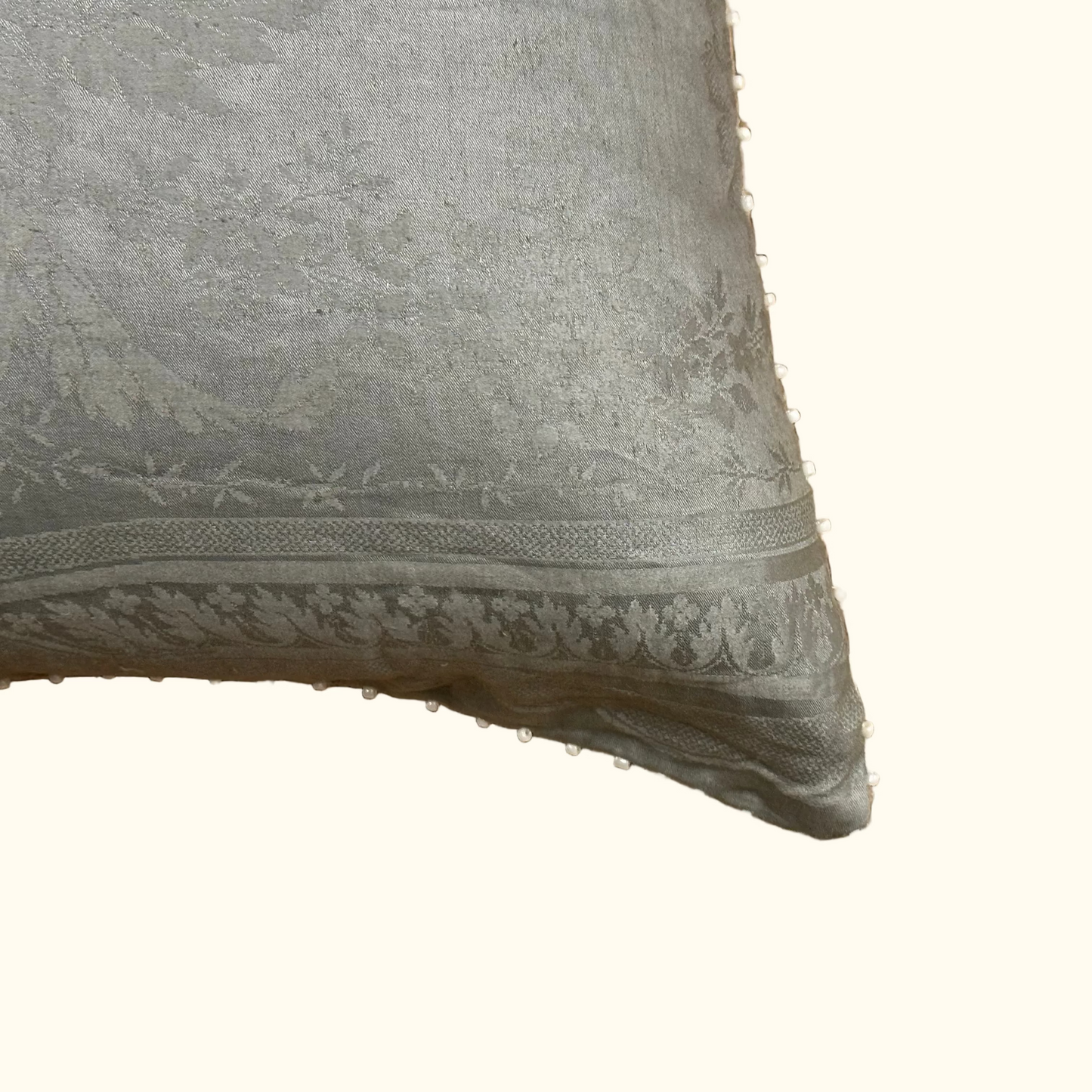 Vintage Silk Damask Pillow - 22 x 22 - India - 569a