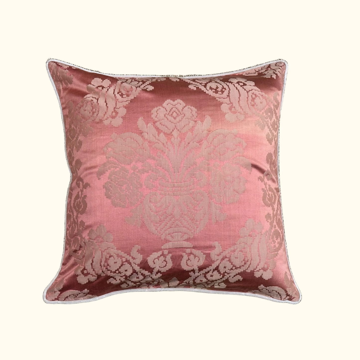 Vintage Silk Damask Pillow - 22 x 22 - 567b