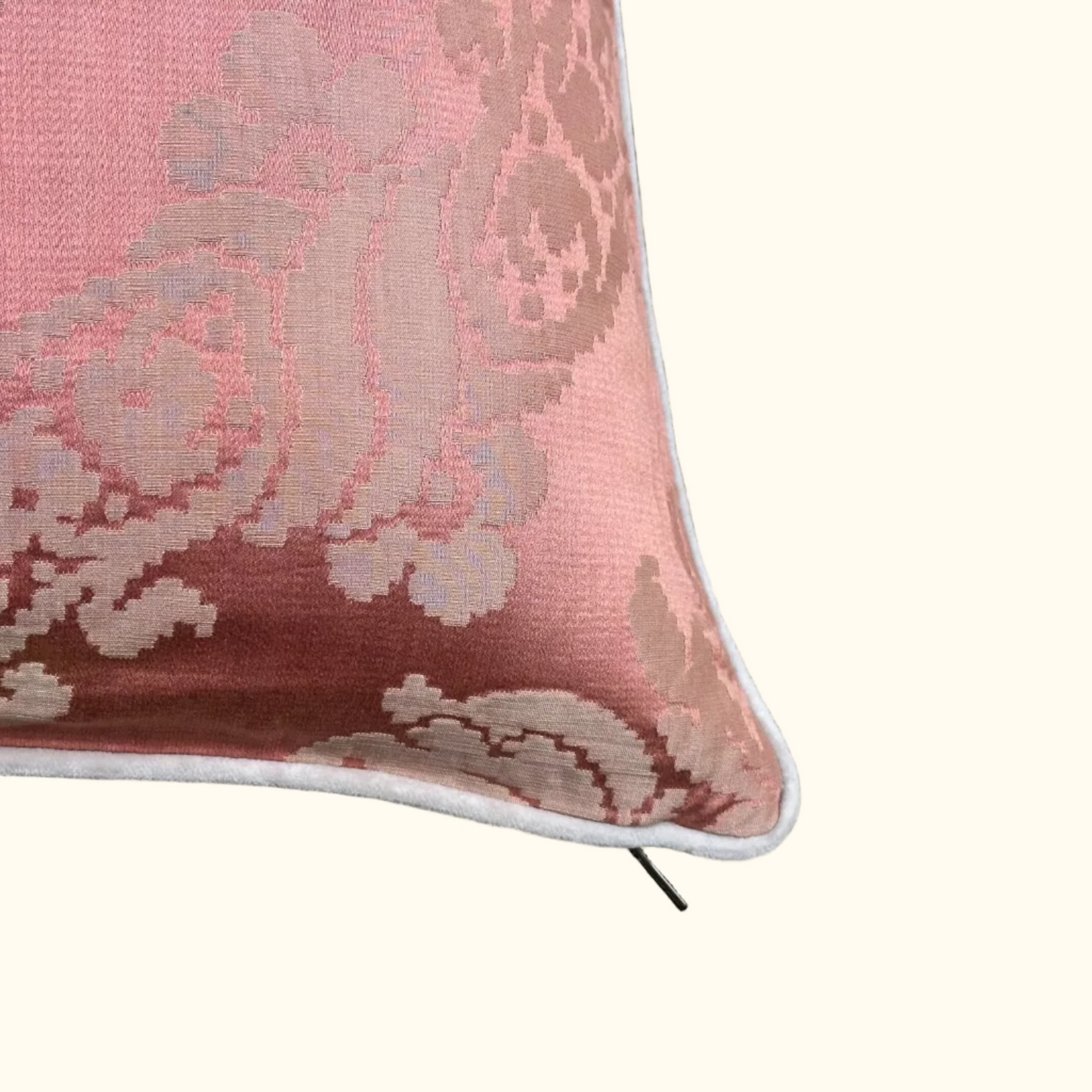 Vintage Silk Damask Pillow - 22 x 22 - 567b