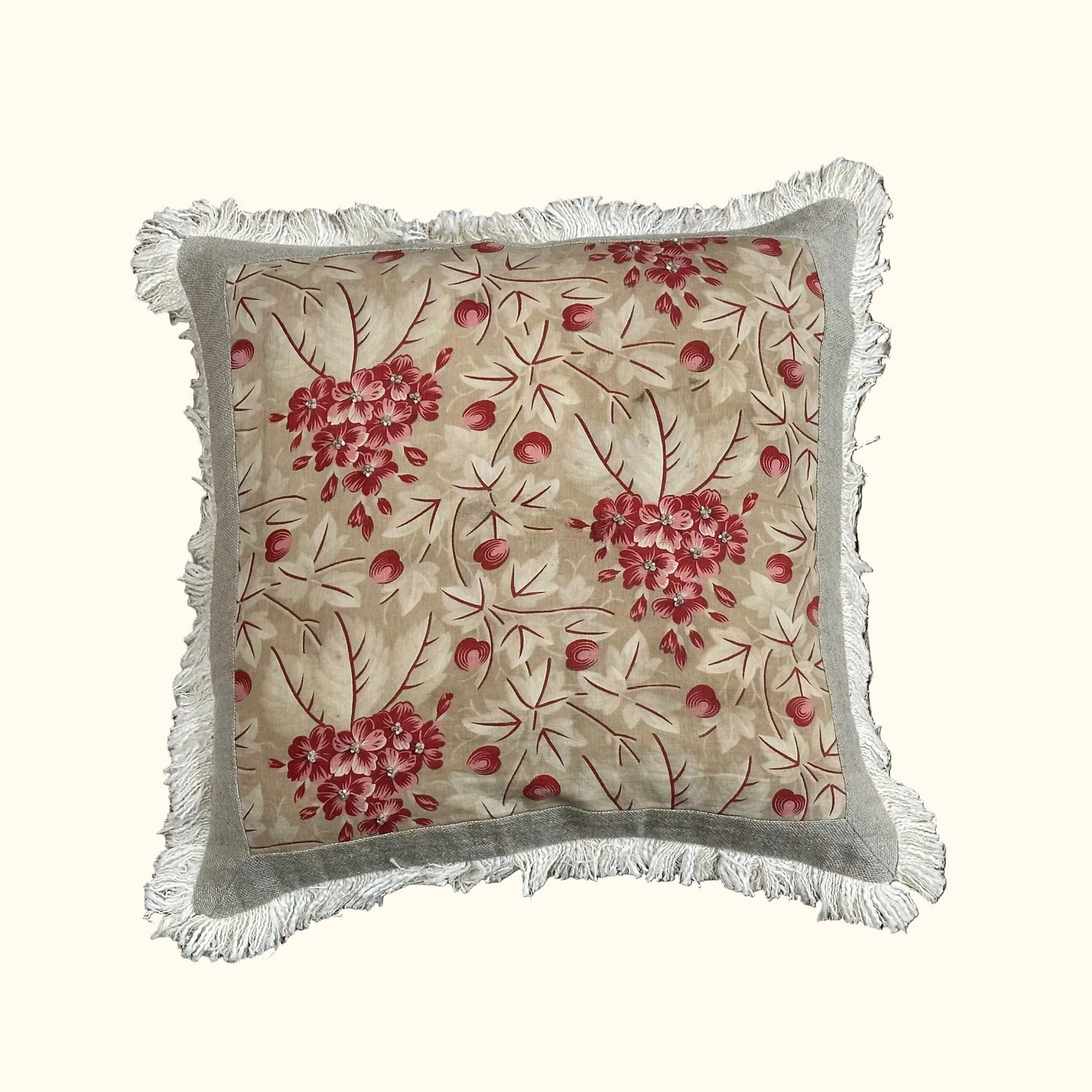 Vintage Floral Print Pillow - 20 x 20 - 566a