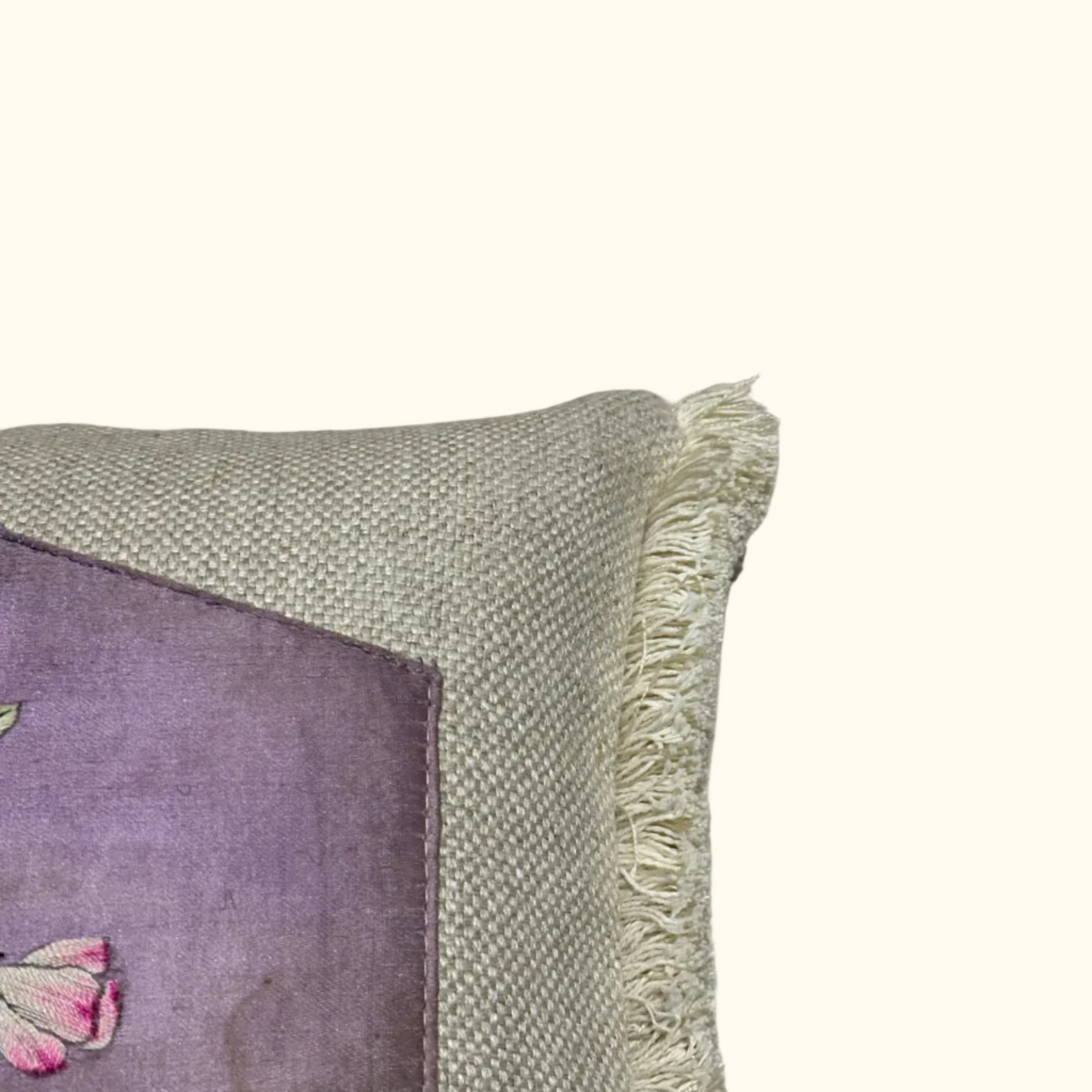 Antique Silk on Silk Embroidery Pillow - 11" x 17" - China - 486a
