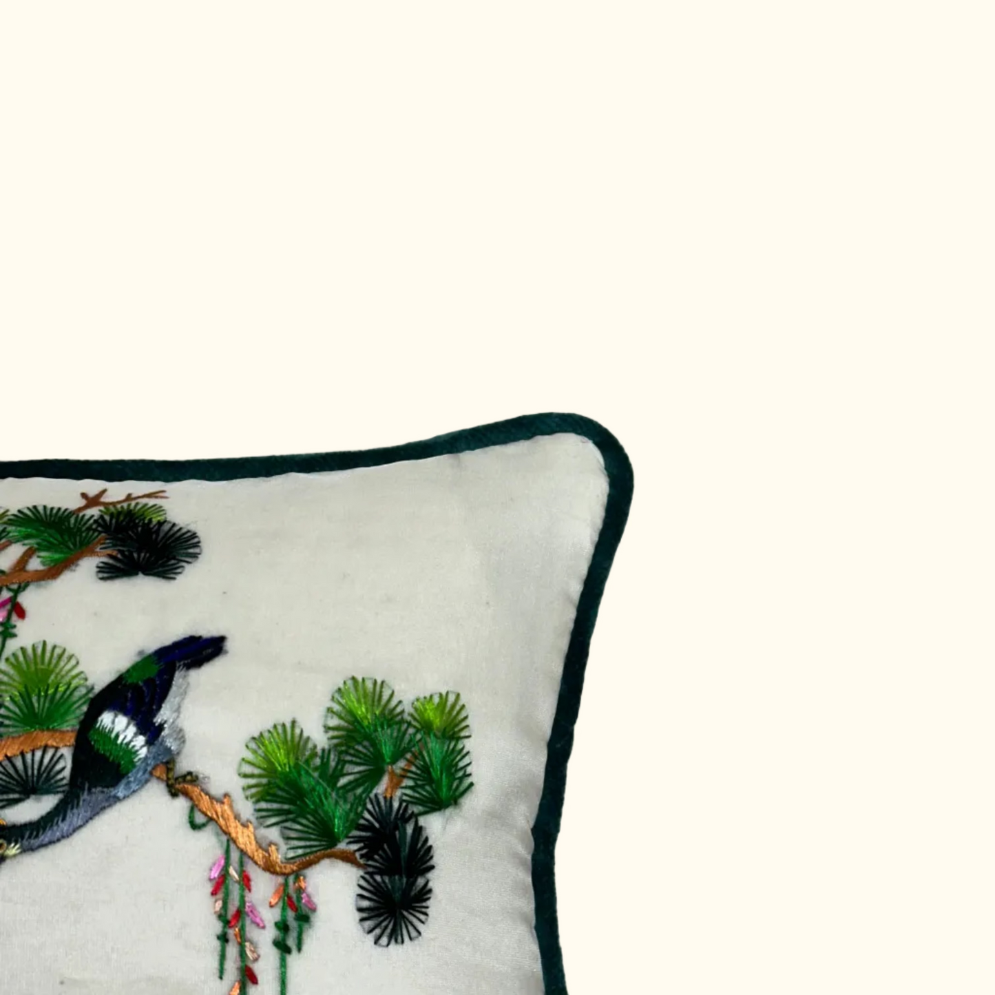 Vintage Silk on Silk Embroidered Pillow - 9" x 12" - China - 320f