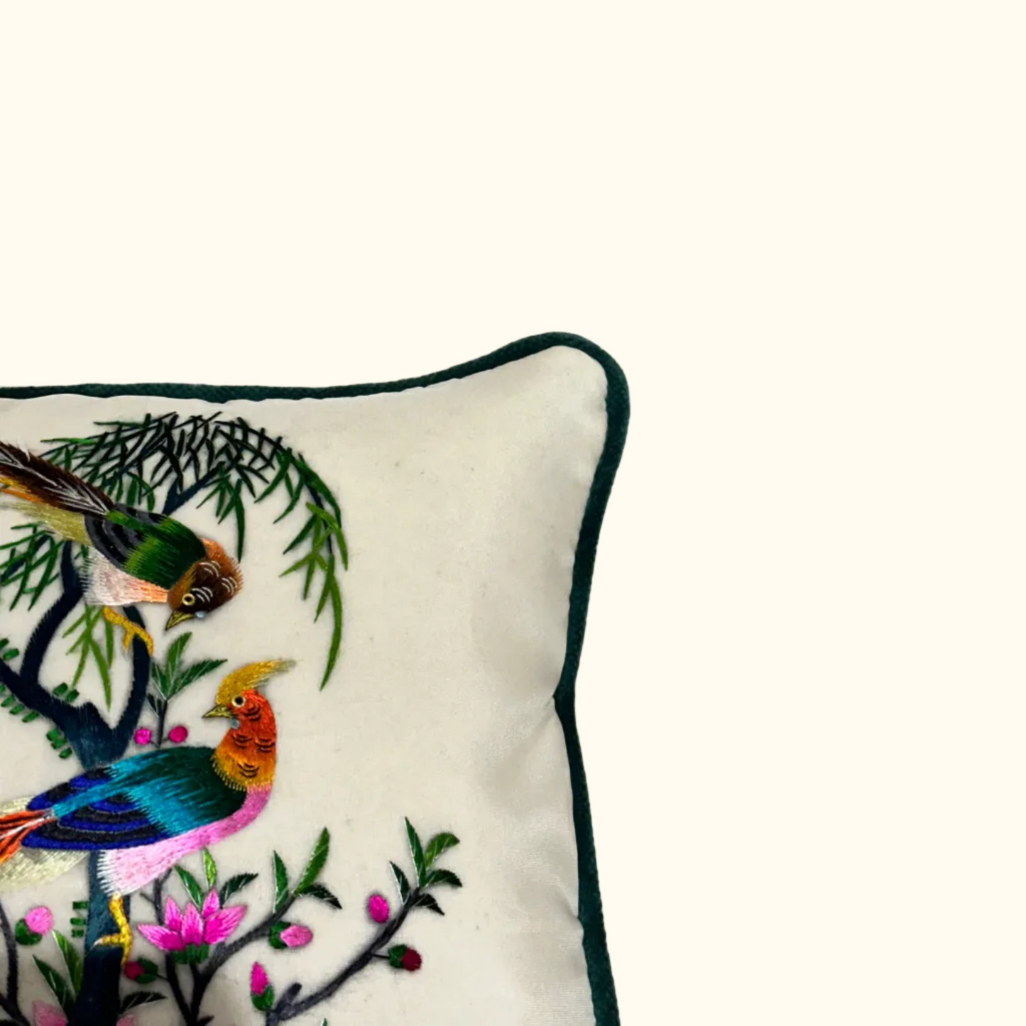 Vintage Silk on Silk Embroidered Pillow - 9" x 12" - China - 320e
