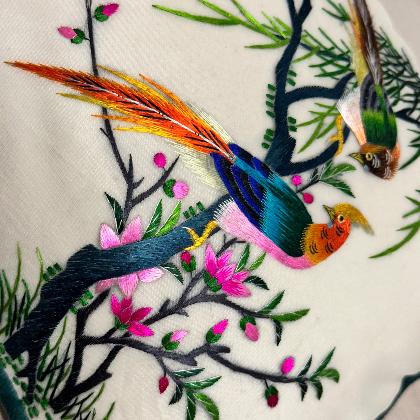 Vintage Silk on Silk Embroidered Pillow - 9" x 12" - China - 320e