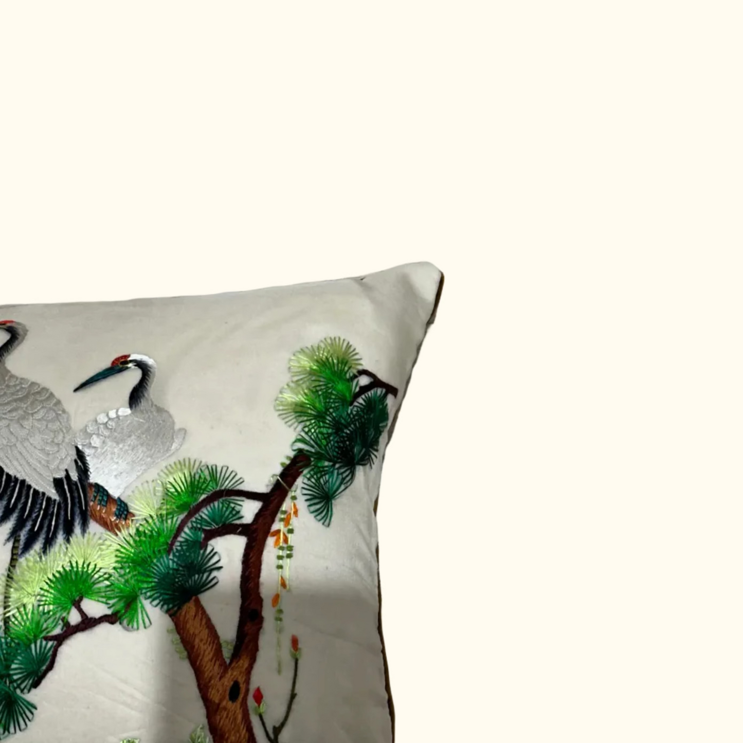 Antique Silk on Silk Embroidery Pillow - 15" x 23" - China - 485a