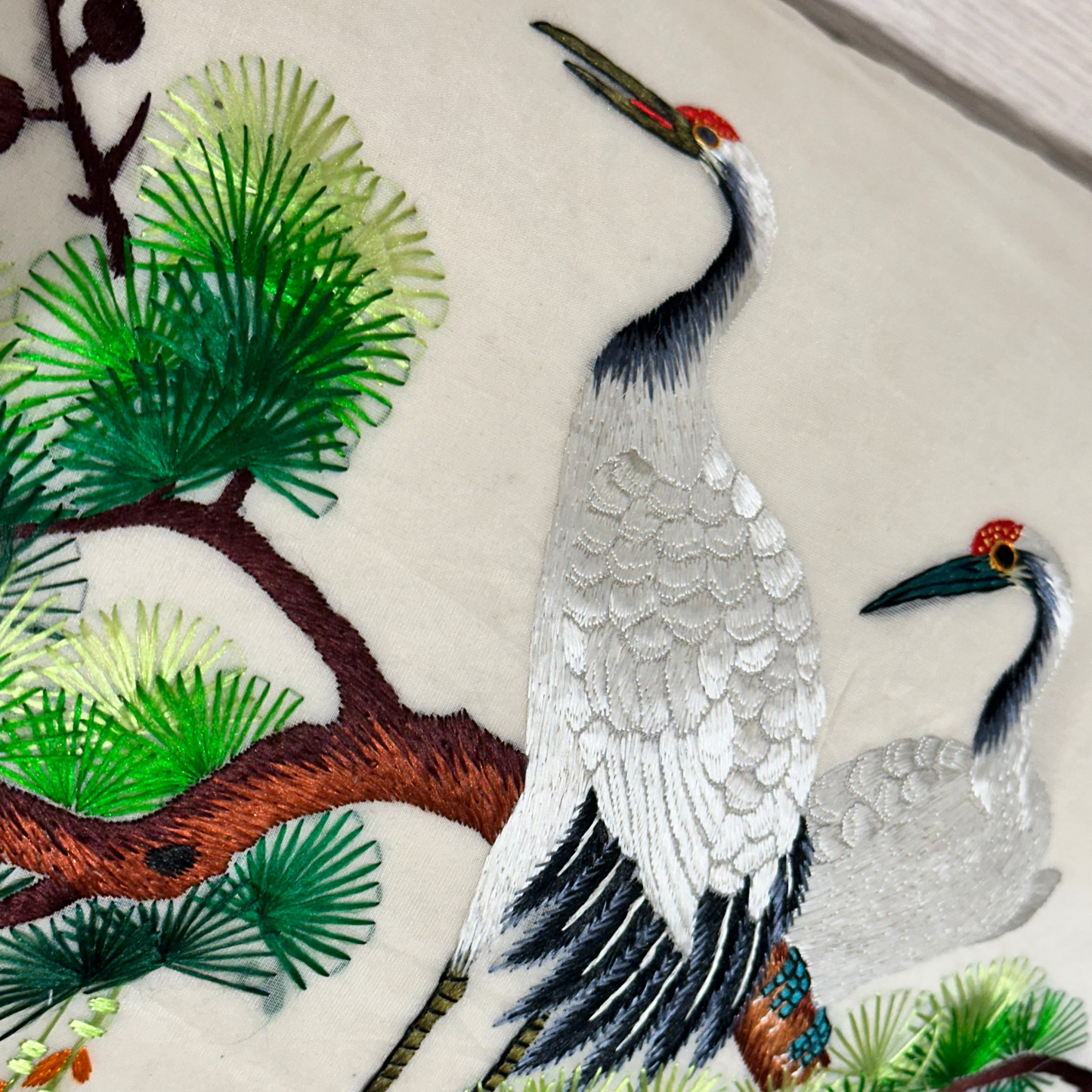 Antique Silk on Silk Embroidery Pillow - 15" x 23" - China - 485a