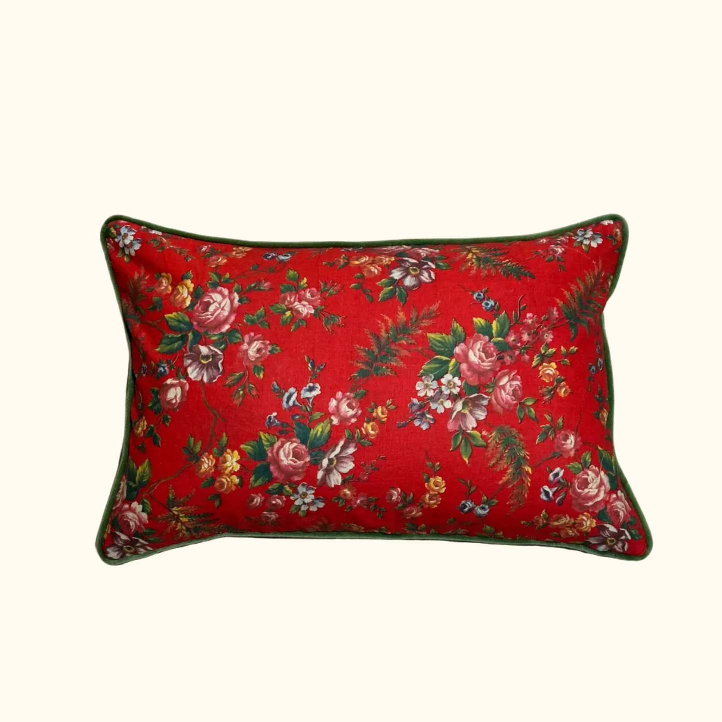 Vintage 1940's Floral Pillow - 13" x 20" - France - 494c