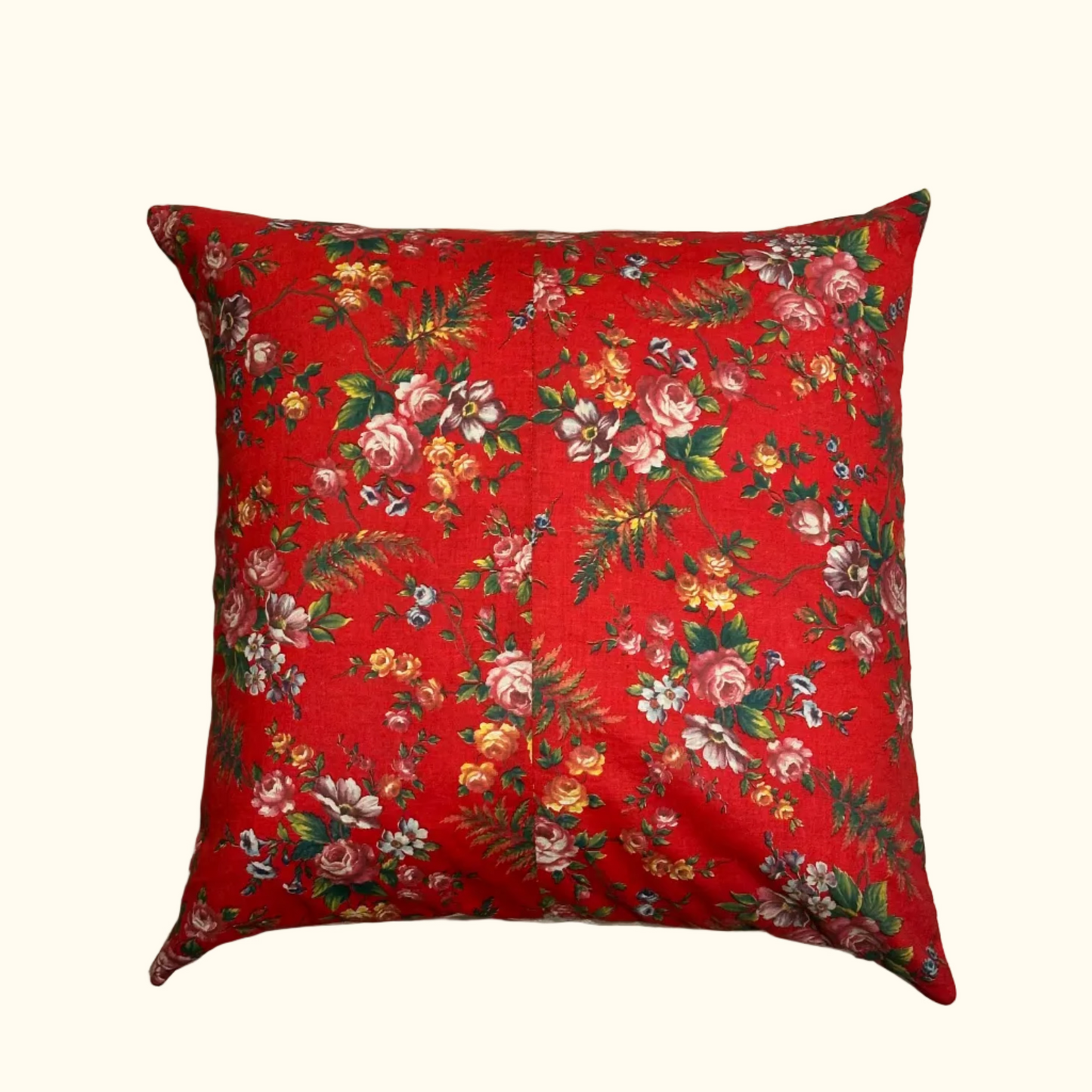 Vintage 1940's Floral Pillow - 22" x 22" - France - 494a