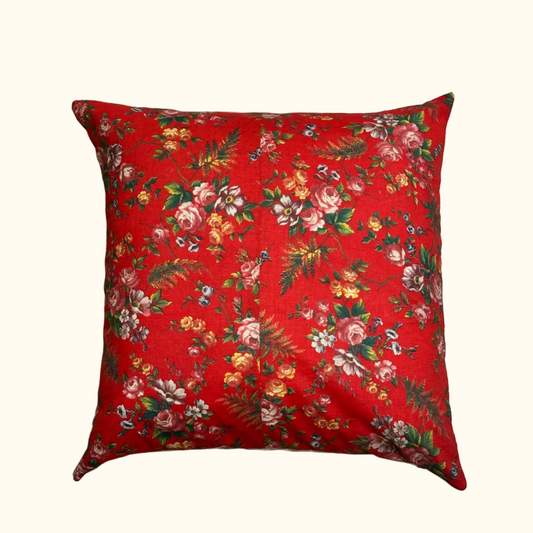 Vintage 1940's Floral Pillow - 22" x 22" - France - 494b