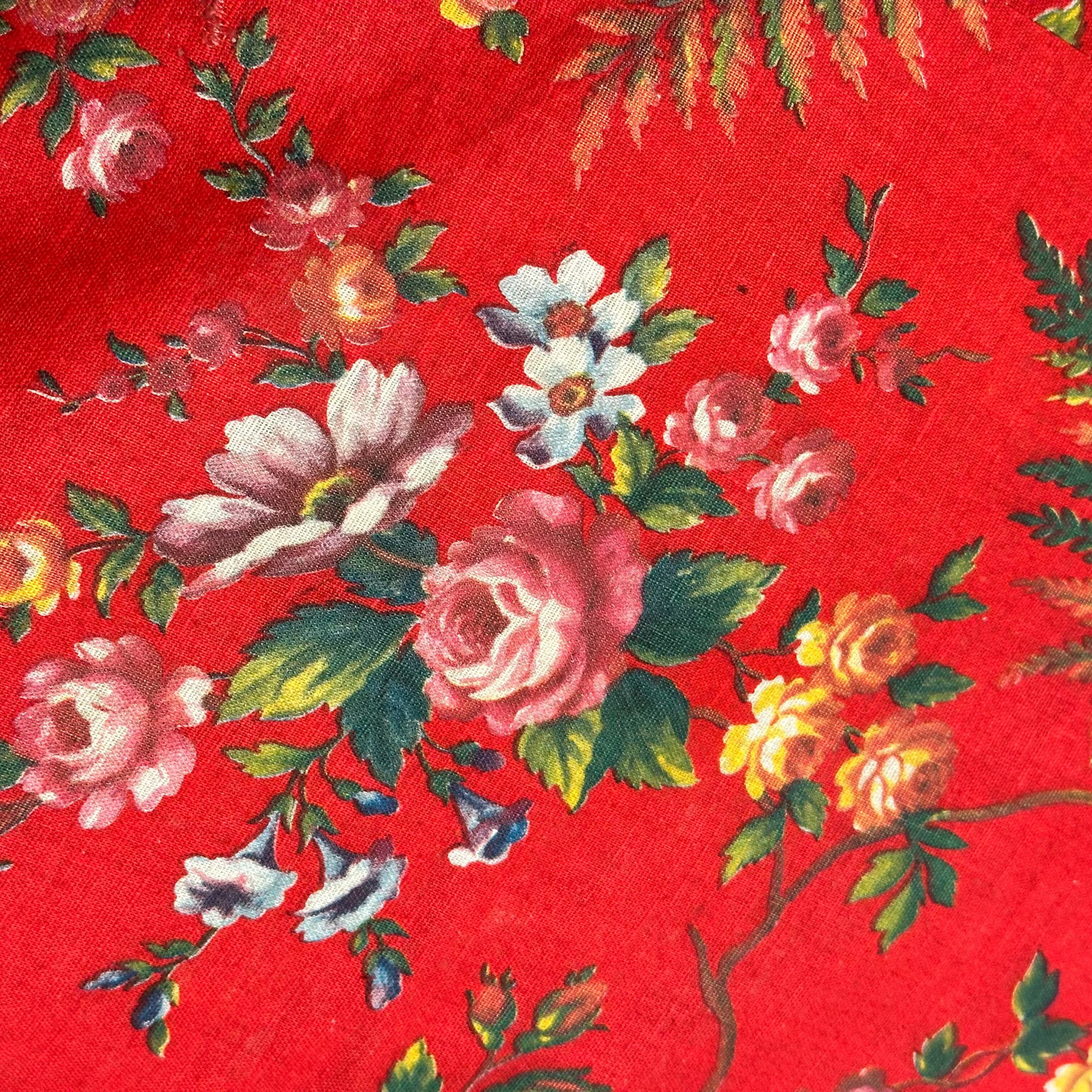 Vintage 1940's Floral Pillow - 22" x 22" - France - 494a